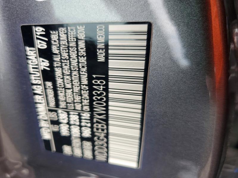 56658676 :رقم المزاد ، WDD3G4EB7KW033481 vin ، 2019 Mercedes-benz A مزاد بيع