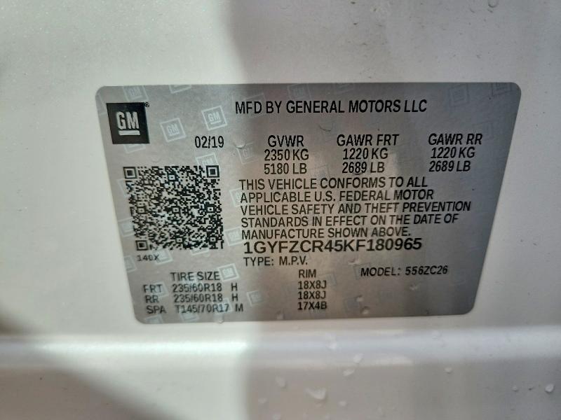 2019 Cadillac Xt4 მანქანა იყიდება აუქციონზე, vin: 1GYFZCR45KF180965, აუქციონის ნომერი: 57912906