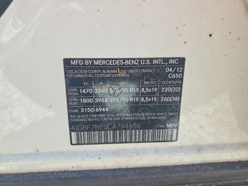 Продаж на аукціоні авто 2012 Mercedes-benz Gl, vin: 4JGBF7BE3CA794656, номер лоту: 58635426