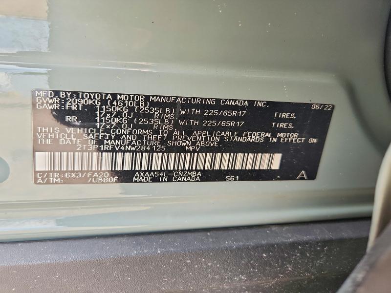 Aukcja sprzedaży 2022 Toyota Rav4, vin: 2T3P1RFV4NW284125, numer aukcji: 56441976