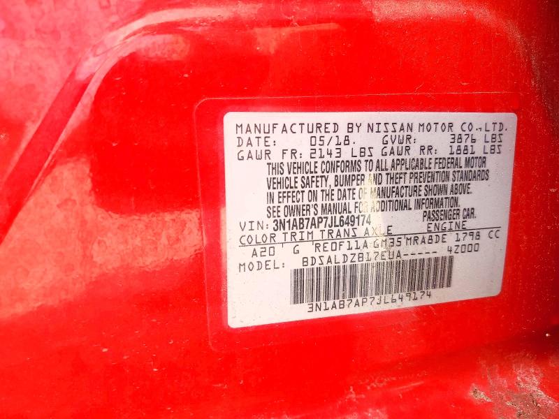 Aukcja sprzedaży 2018 Nissan Sentra, vin: 3N1AB7AP7JL649174, numer aukcji: 57088626