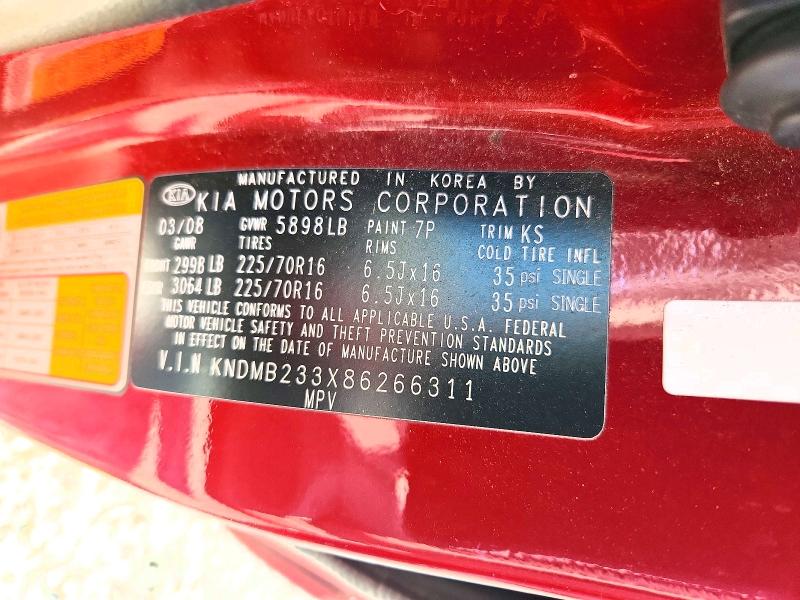 56745246 :رقم المزاد ، KNDMB233X86266311 vin ، 2008 Kia Sedona مزاد بيع
