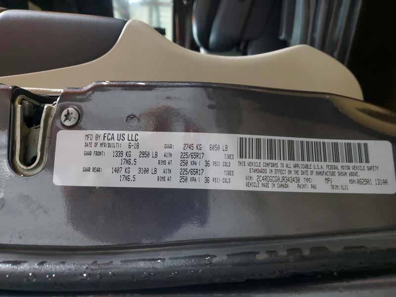 2018 Dodge Grand Caravan მანქანა იყიდება აუქციონზე, vin: 2C4RDGCG0JR343430, აუქციონის ნომერი: 56249846