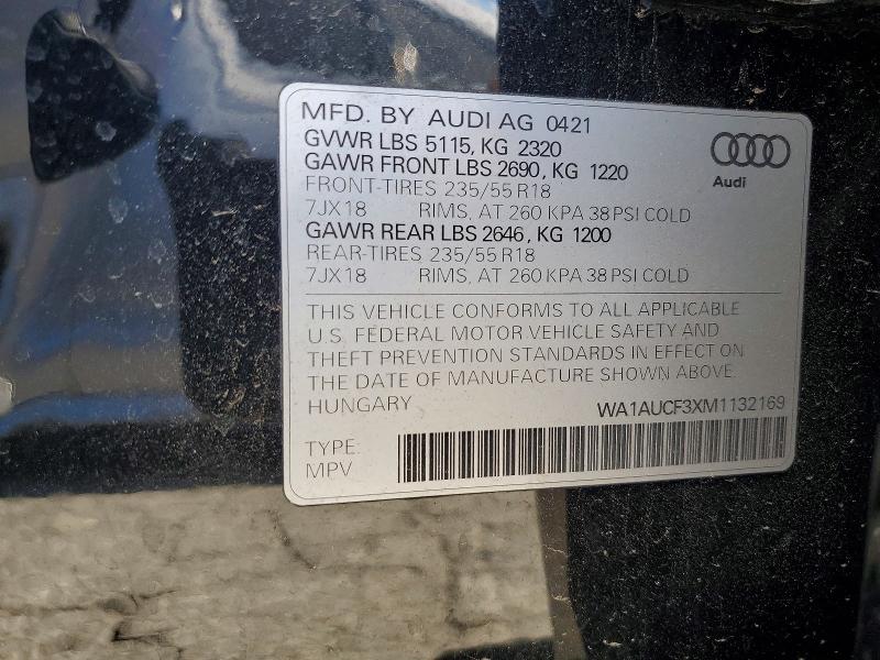 Продажа на аукционе авто 2021 Audi Q3, vin: WA1AUCF3XM1132169, номер лота: 58037806