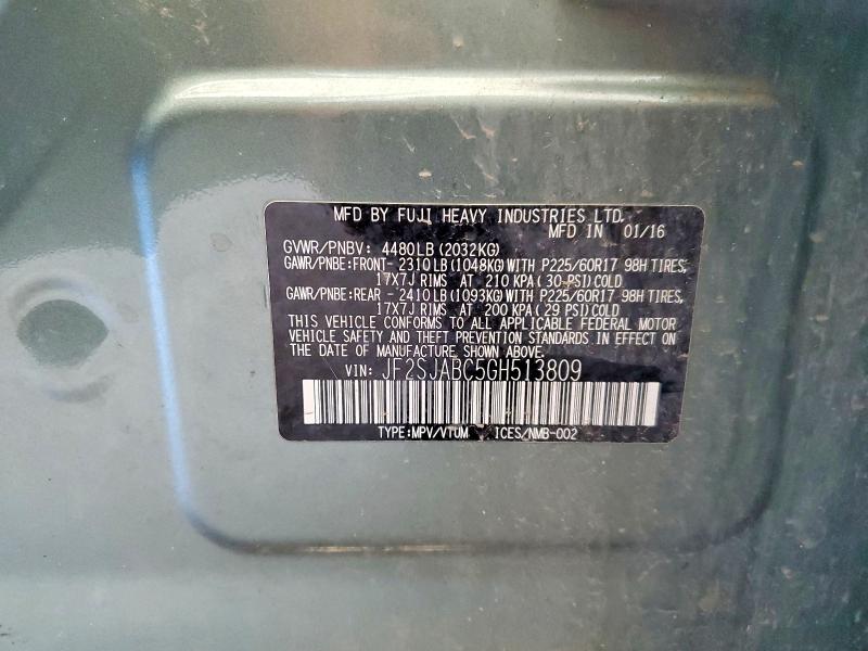 Продаж на аукціоні авто 2016 Subaru Forester, vin: JF2SJABC5GH513809, номер лоту: 55853176
