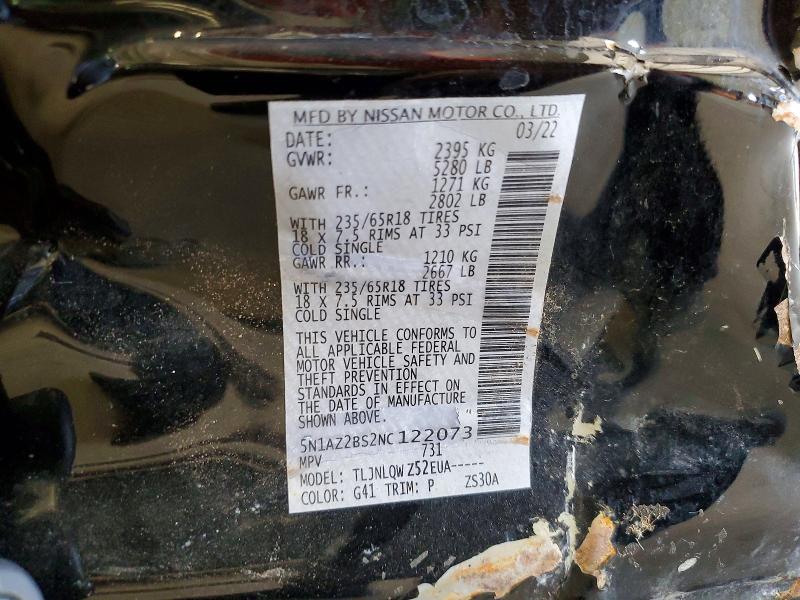 Продаж на аукціоні авто 2022 Nissan Murano, vin: 5N1AZ2BS2NC122073, номер лоту: 58397966
