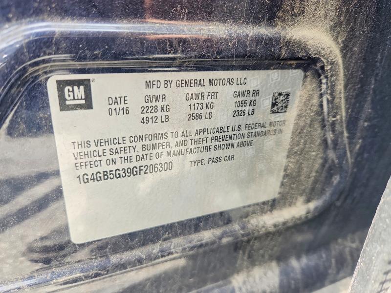 57908236 :رقم المزاد ، 1G4GB5G39GF206300 vin ، 2016 Buick Lacrosse مزاد بيع
