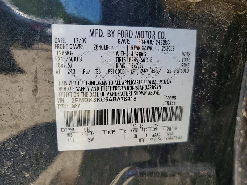 Aukcja sprzedaży 2010 Ford Edge, vin: 2FMDK3KC5ABA78418, numer aukcji: 55370036