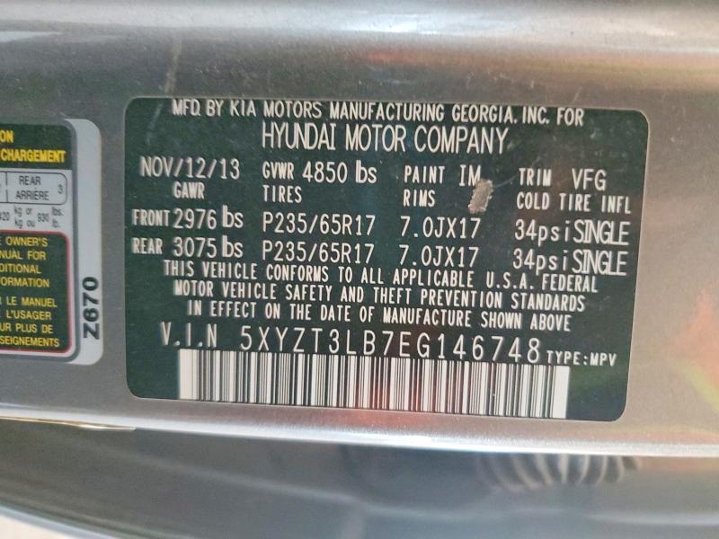 55474886 :رقم المزاد ، 5XYZT3LB7EG146748 vin ، 2014 Hyundai Santa Fe Sport مزاد بيع