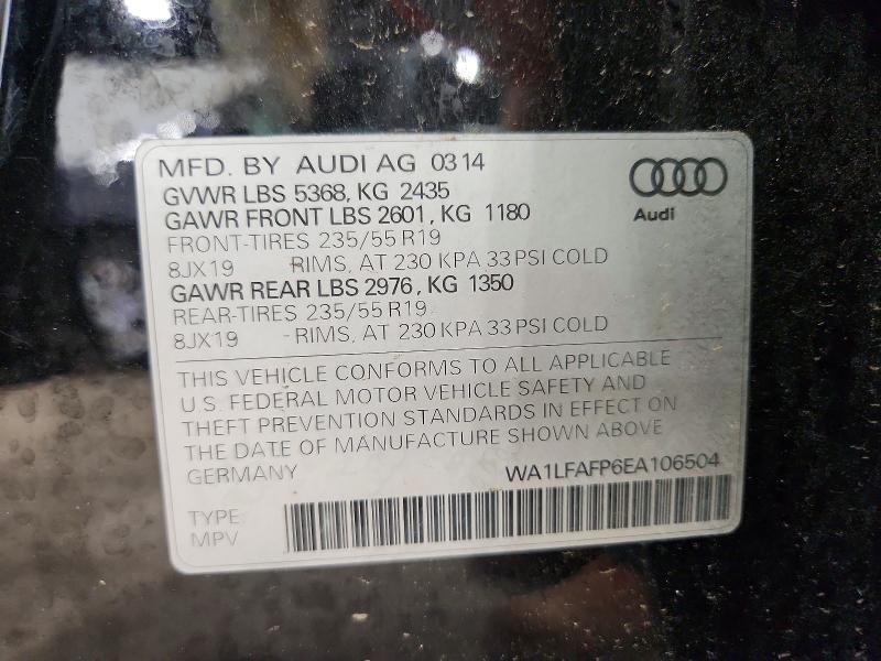 Продажа на аукционе авто 2014 Audi Q5, vin: WA1LFAFP6EA106504, номер лота: 58712506