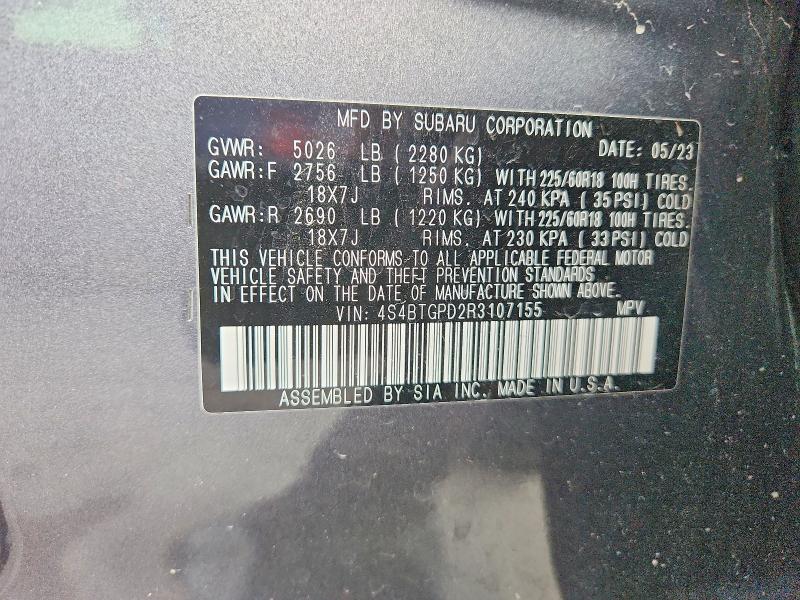 Aukcja sprzedaży 2024 Subaru Outback, vin: 4S4BTGPD2R3107155, numer aukcji: 58568526