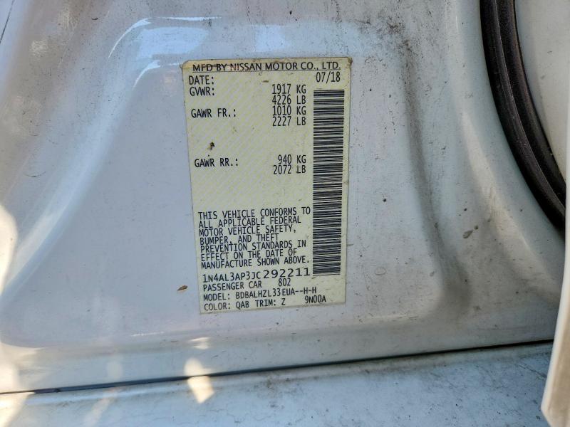 Aukcja sprzedaży 2018 Nissan Altima, vin: 1N4AL3AP3JC292211, numer aukcji: 58452706