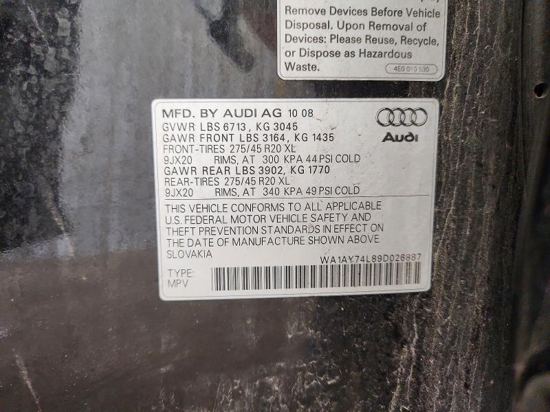 Продажа на аукционе авто 2009 Audi Q7, vin: WA1AY74L89D026887, номер лота: 56032426