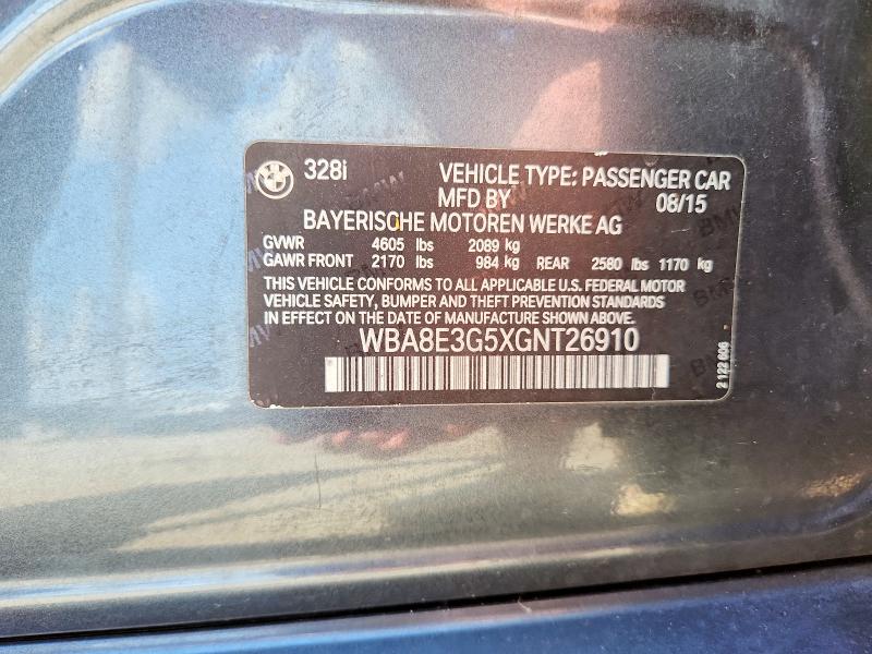 2016 Bmw 328 მანქანა იყიდება აუქციონზე, vin: WBA8E3G5XGNT26910, აუქციონის ნომერი: 58061346