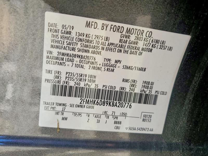 Aukcja sprzedaży 2019 Ford Flex, vin: 2FMHK6D89KBA20776, numer aukcji: 55755896