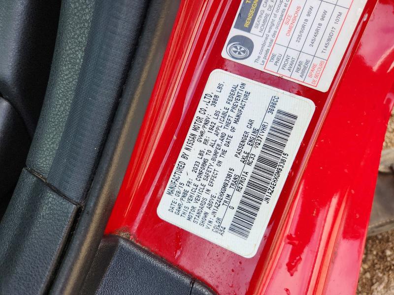 59109786 :رقم المزاد ، JN1AZ4EHXGM933815 vin ، 2016 Nissan 370z مزاد بيع