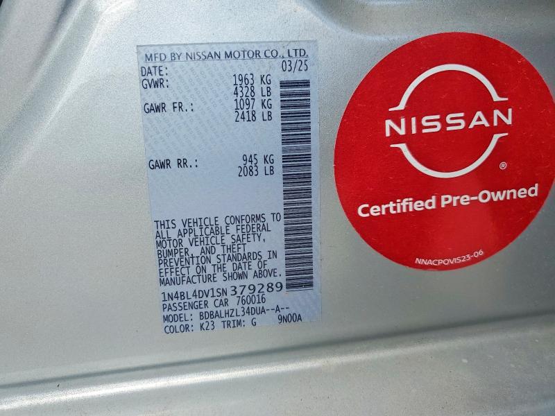 Продаж на аукціоні авто 2025 Nissan Altima, vin: 1N4BL4DV1SN379289, номер лоту: 57413716