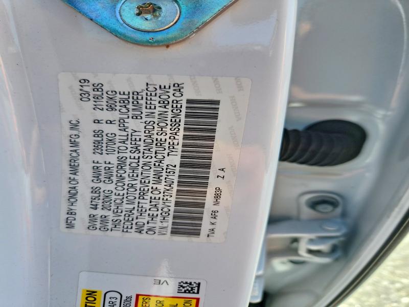Aukcja sprzedaży 2019 Honda Accord, vin: 1HGCV1F37KA071572, numer aukcji: 55709416