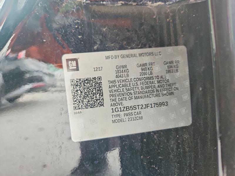 2018 Chevrolet Malibu მანქანა იყიდება აუქციონზე, vin: 1G1ZB5ST2JF175993, აუქციონის ნომერი: 57467666