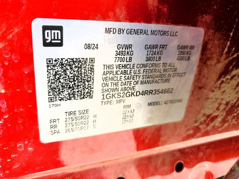Продажа на аукционе авто 2024 Gmc Yukon Xl, vin: 1GKS2GKD4RR354662, номер лота: 56841086