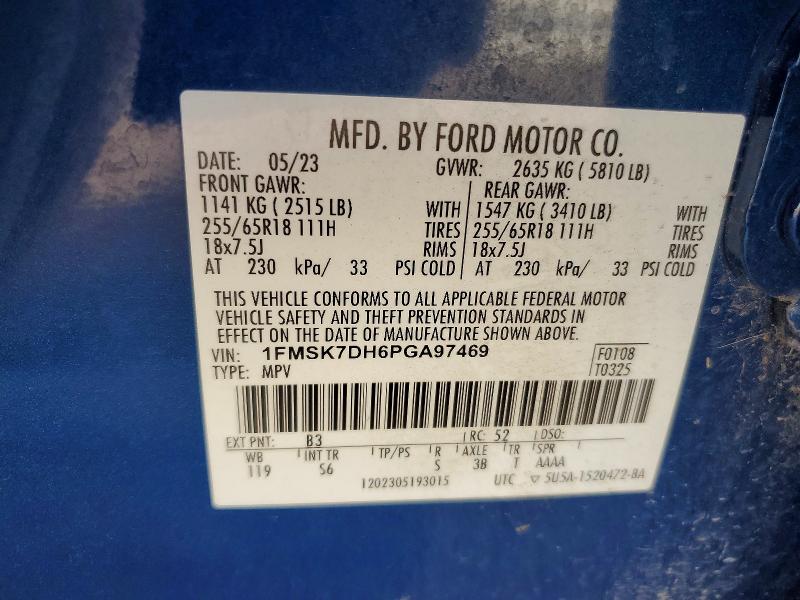 2023 Ford Explorer მანქანა იყიდება აუქციონზე, vin: 1FMSK7DH6PGA97469, აუქციონის ნომერი: 56630766