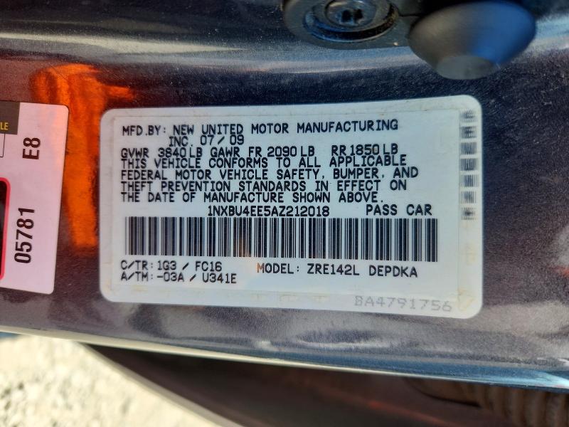 Продажа на аукционе авто 2010 Toyota Corolla, vin: 1NXBU4EE5AZ212018, номер лота: 55973076