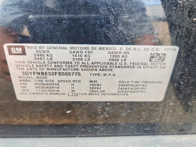 2015 Cadillac Srx მანქანა იყიდება აუქციონზე, vin: 3GYFNBE32FS565775, აუქციონის ნომერი: 56357086