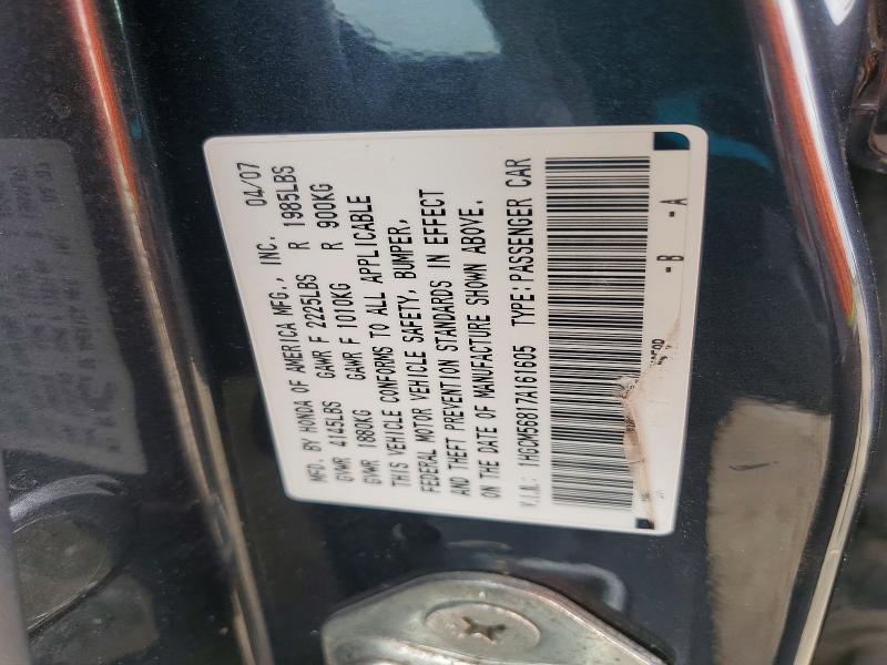 Aukcja sprzedaży 2007 Honda Accord, vin: 1HGCM56817A161605, numer aukcji: 55245956