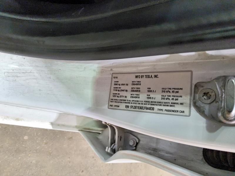 Aukcja sprzedaży 2020 Tesla Model 3, vin: 5YJ3E1EAXLF644830, numer aukcji: 57233726