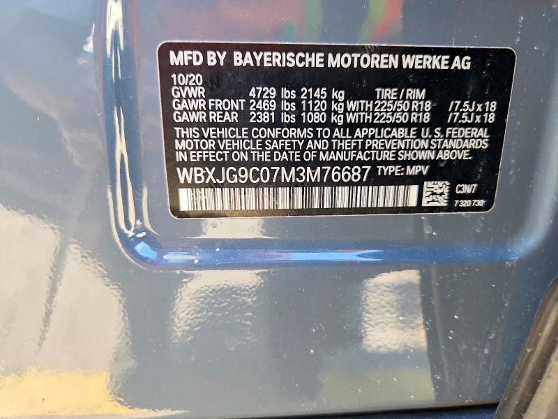 Продаж на аукціоні авто 2021 Bmw X1, vin: WBXJG9C07M3M76687, номер лоту: 57719926