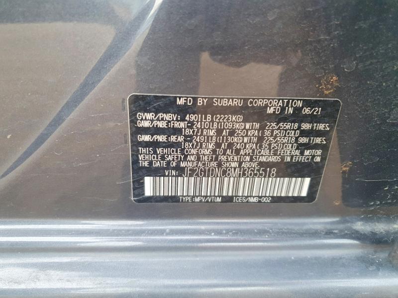 2021 Subaru Crosstrek მანქანა იყიდება აუქციონზე, vin: JF2GTDNC8MH365518, აუქციონის ნომერი: 57457526
