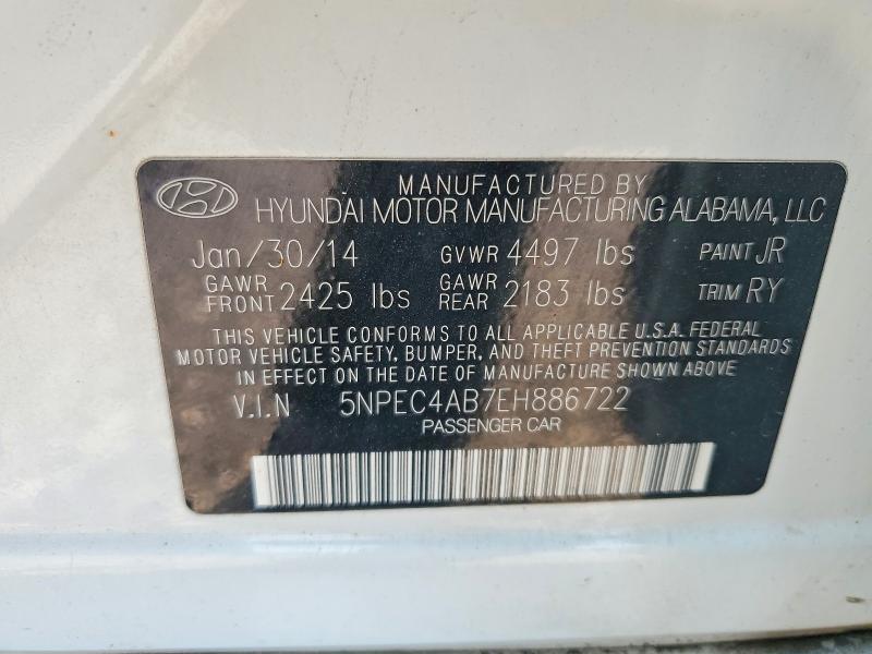 57724426 :رقم المزاد ، 5NPEC4AB7EH886722 vin ، 2014 Hyundai Sonata مزاد بيع