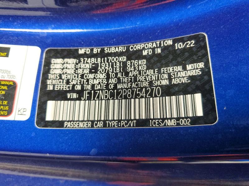 Продажа на аукционе авто 2023 Toyota Gr86, vin: JF1ZNBC12P8754270, номер лота: 59007856