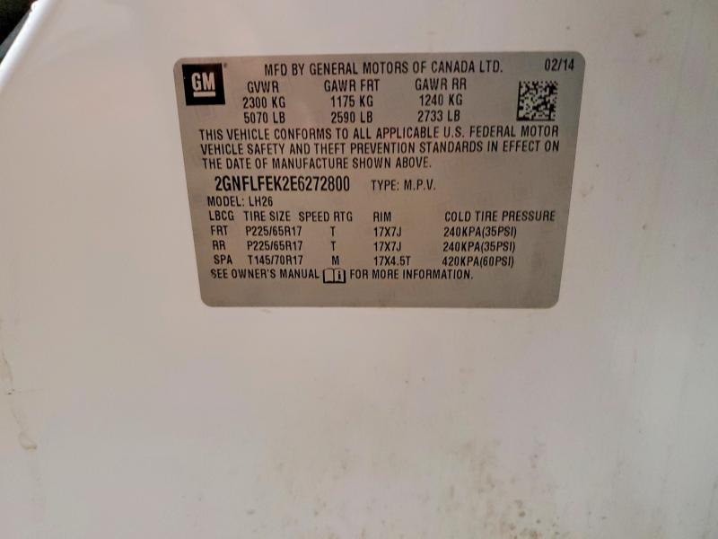 Продаж на аукціоні авто 2014 Chevrolet Equinox, vin: 2GNFLFEK2E6272800, номер лоту: 57583746
