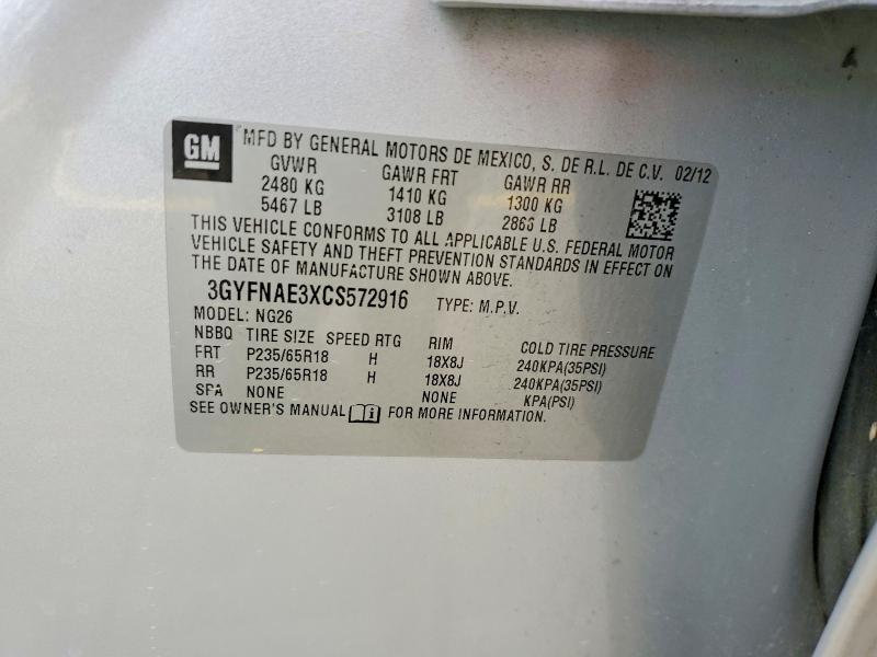 2012 Cadillac Srx მანქანა იყიდება აუქციონზე, vin: 3GYFNAE3XCS572916, აუქციონის ნომერი: 58700936