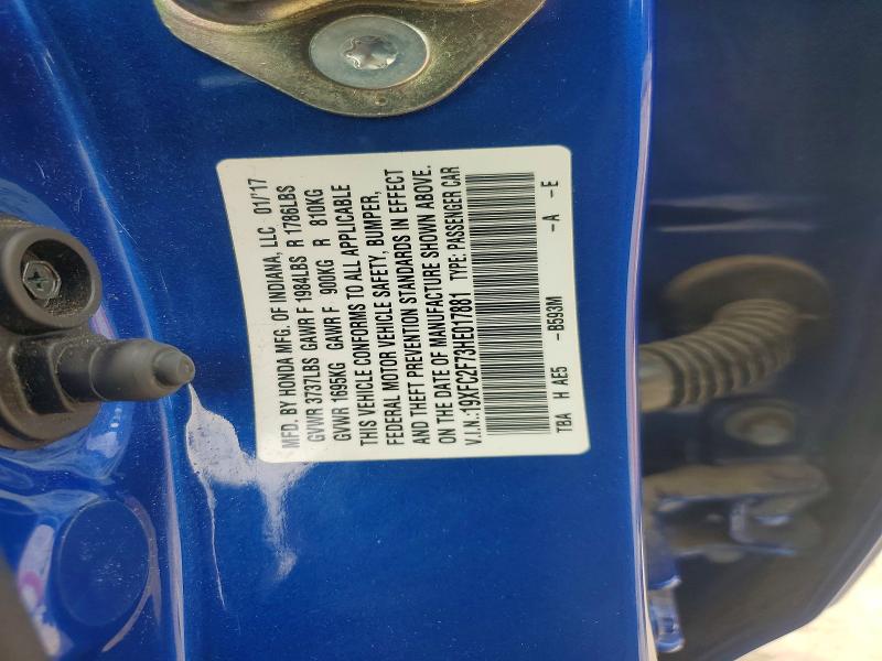 Aukcja sprzedaży 2017 Honda Civic, vin: 19XFC2F73HE017881, numer aukcji: 58977896