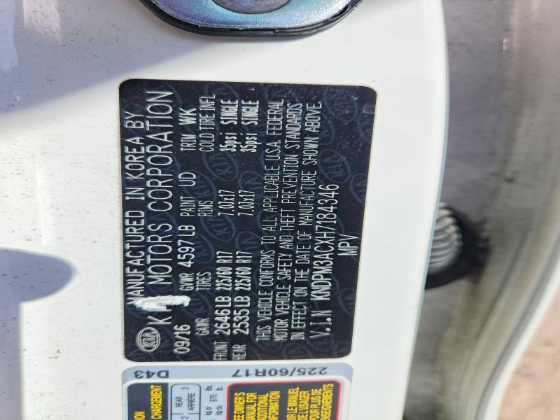 2017 Kia Sportage მანქანა იყიდება აუქციონზე, vin: KNDPM3ACXH7184346, აუქციონის ნომერი: 55583536