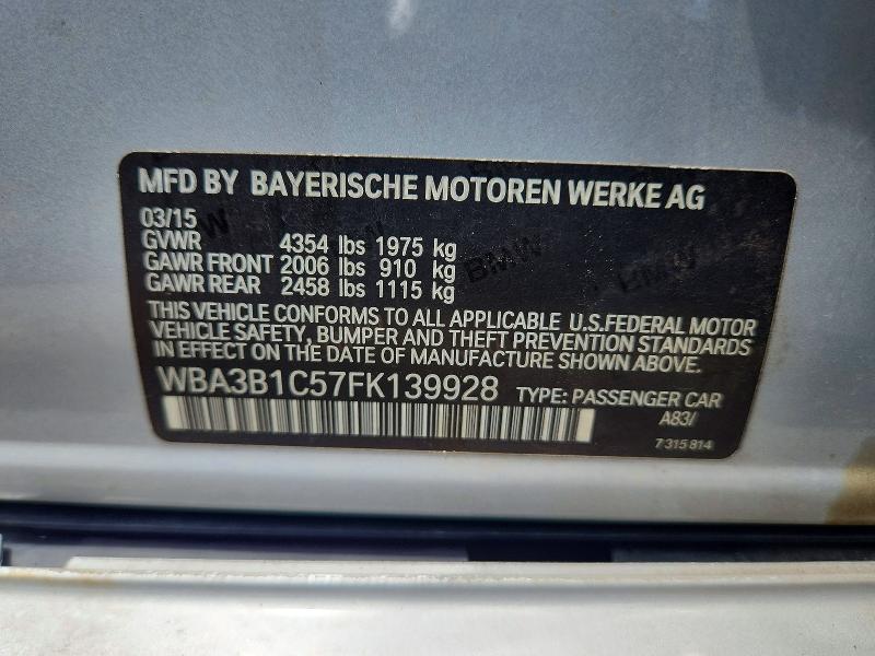 Продажа на аукционе авто 2015 Bmw 320, vin: WBA3B1C57FK139928, номер лота: 57609296
