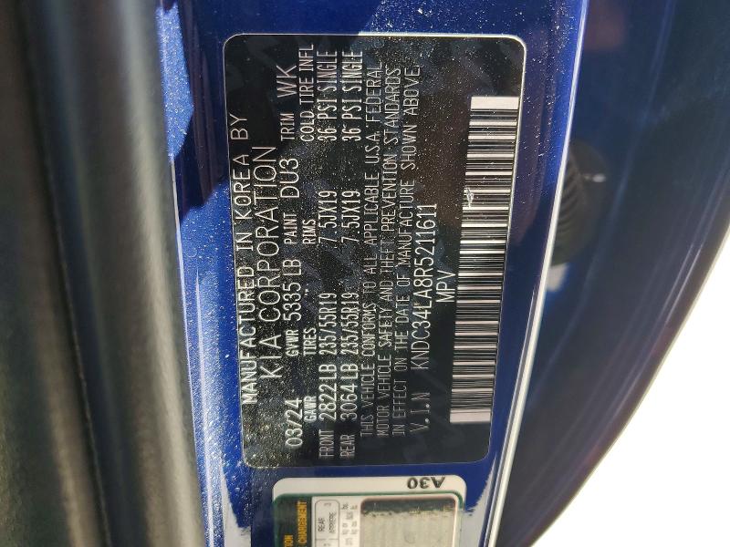 Продажа на аукционе авто 2024 Kia Ev6, vin: KNDC34LA8R5211611, номер лота: 58785116