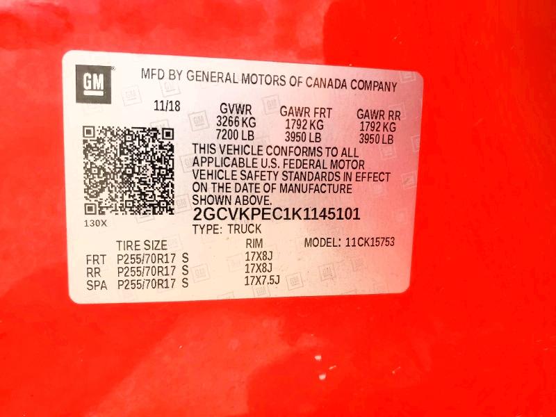 59084416 :رقم المزاد ، 2GCVKPEC1K1145101 vin ، 2019 Chevrolet Silverado Ld مزاد بيع