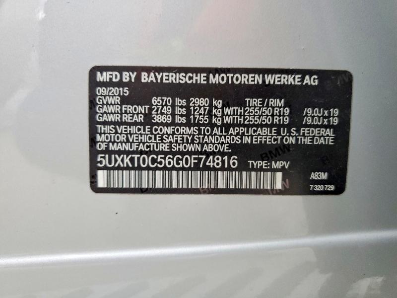 56420006 :رقم المزاد ، 5UXKT0C56G0F74816 vin ، 2016 Bmw X5 مزاد بيع