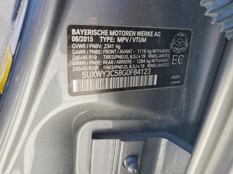 2019 Bmw X3 მანქანა იყიდება აუქციონზე, vin: 5UXWY3C58G0F84123, აუქციონის ნომერი: 57941956