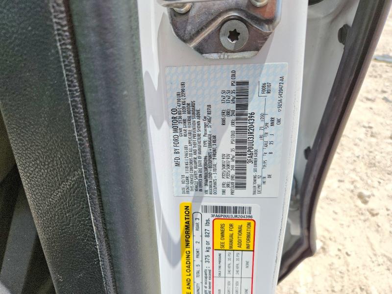 2018 Ford Fusion მანქანა იყიდება აუქციონზე, vin: 3FA6P0UU3JR204396, აუქციონის ნომერი: 56294306