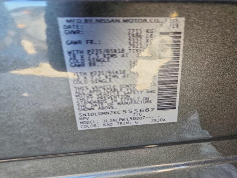 Aukcja sprzedaży 2019 Infiniti Qx60, vin: 5N1DL0MN2KC555687, numer aukcji: 56449636