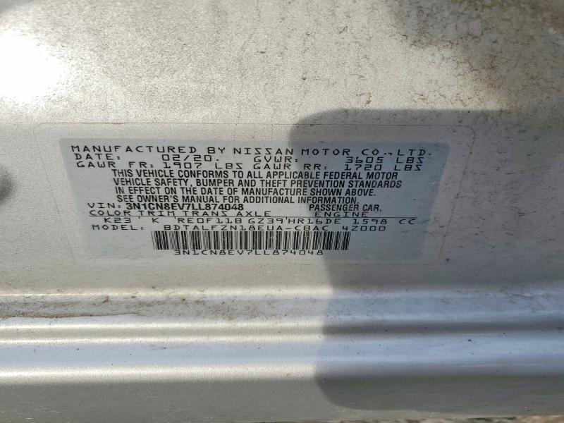 Продажа на аукционе авто 2020 Nissan Versa, vin: 3N1CN8EV7LL874048, номер лота: 49456626