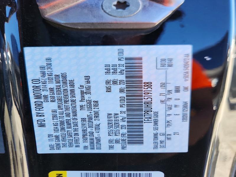 Продаж на аукціоні авто 2020 Ford Mustang, vin: 1FATP8UH8L5191588, номер лоту: 55878316