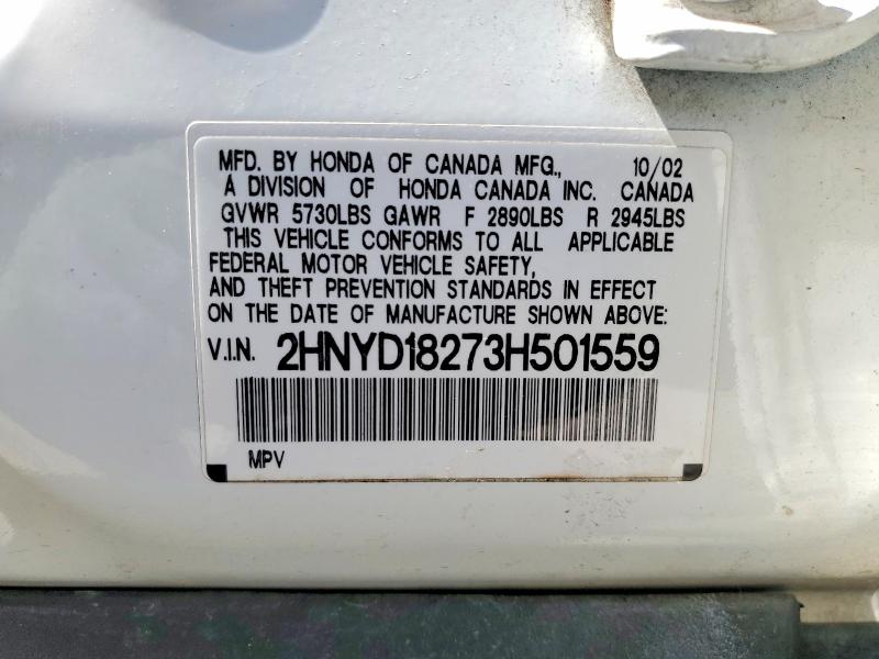 57409726 :رقم المزاد ، 2HNYD18273H501559 vin ، 2003 Acura Mdx مزاد بيع