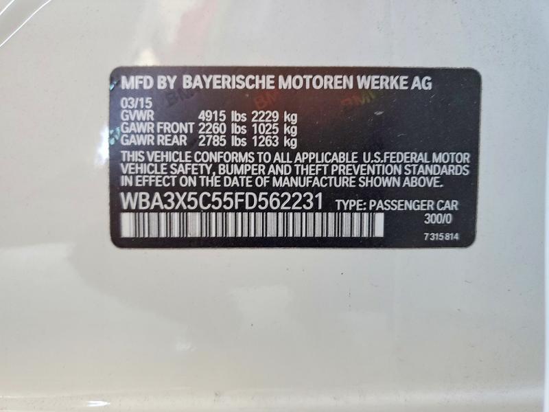 56797666 :رقم المزاد ، WBA3X5C55FD562231 vin ، 2015 Bmw 328 مزاد بيع