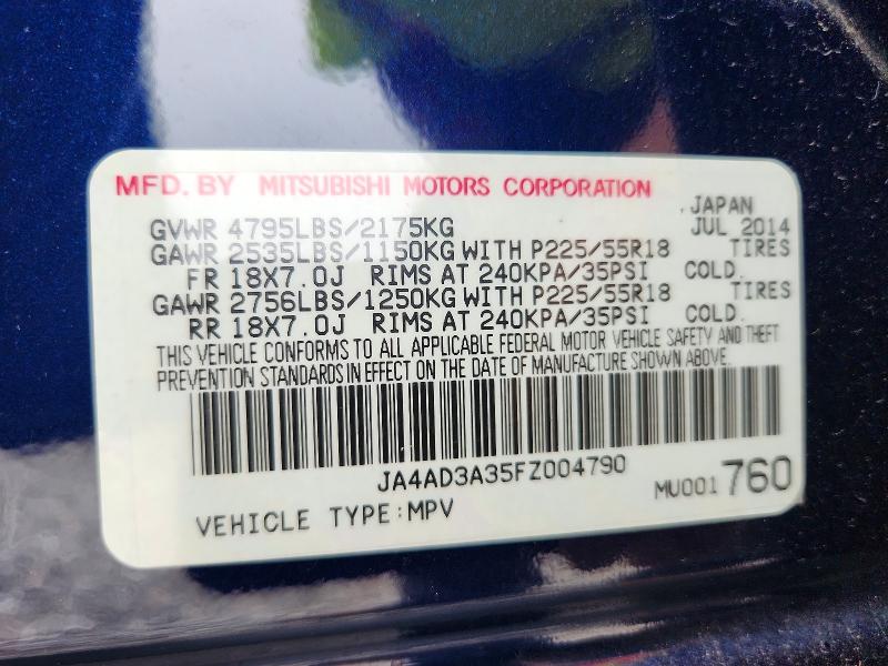 Aukcja sprzedaży 2015 Mitsubishi Outlander, vin: JA4AD3A35FZ004790, numer aukcji: 58649506