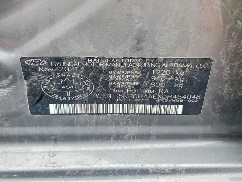 57544596 :رقم المزاد ، 5NPDH4AEXDH454048 vin ، 2013 Hyundai Elantra مزاد بيع
